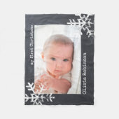 Baby's First Christmas Chalkboard Foto Snowflake Fleecedecke (Vorderseite)