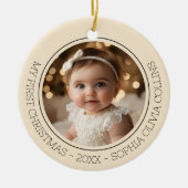 Baby's First Christmas Champagne Gold Modernes Fot Keramik Ornament (Vorne)