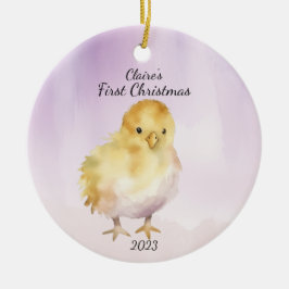 Baby's First Christmas Chick Personalisiert Keramik Ornament