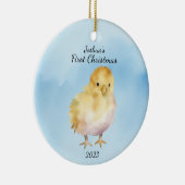 Baby's First Christmas Chick Personalisiert Keramik Ornament (Rechts)