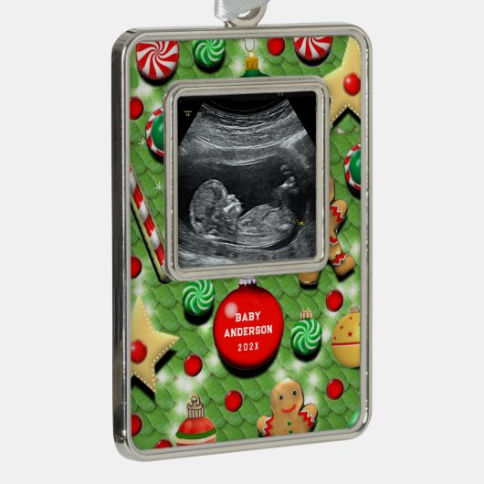 Baby's First Christmas Collectible Rahmen-Ornament Silber (Rechts)