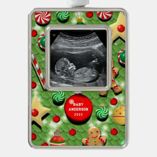 Baby's First Christmas Collectible Rahmen-Ornament Silber (Vorderseite)