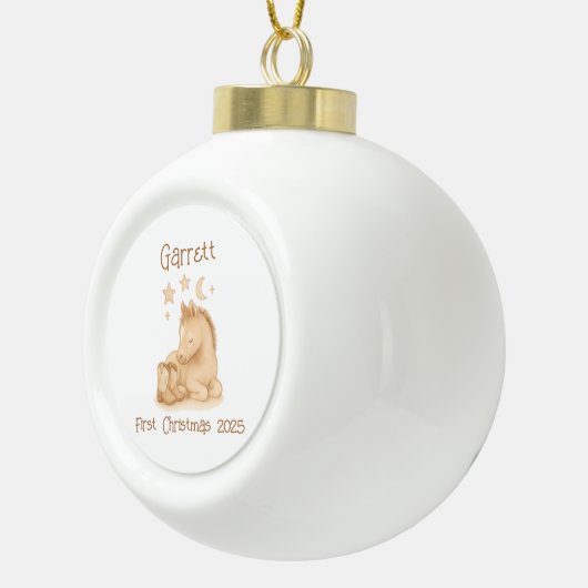 Baby's First Christmas Cowboy Boots & Foal Keramik Kugel-Ornament (Rechts)