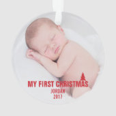 Baby's First Christmas Custom Acrylic Ornament Red (Rückseite)