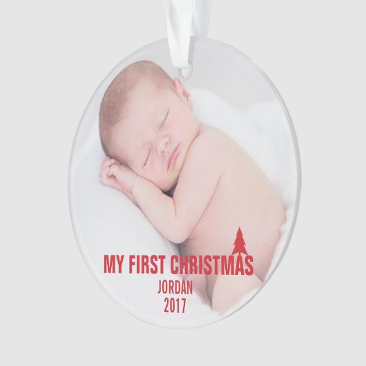 Baby's First Christmas Custom Acrylic Ornament Red (Vorderseite)