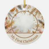Baby's First Christmas Custom Baby Foto Keramik Ornament (Vorne)