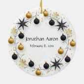 Baby's First Christmas Custom Foot druckt Gold Keramik Ornament (Hinten)