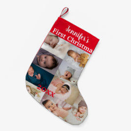 Baby's First Christmas Custom Foto Collage Name  Kleiner Weihnachtsstrumpf