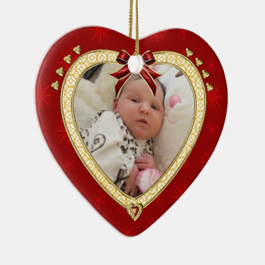 Baby's First Christmas Custom Foto Heart Ornament (Rechts)