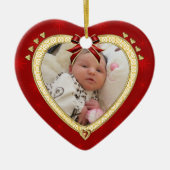 Baby's First Christmas Custom Foto Heart Ornament (Vorne)