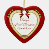 Baby's First Christmas Custom Foto Heart Ornament (Hinten)