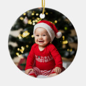 Baby's First Christmas Custom Foto Keramik Ornament (Vorne)