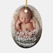Baby's First Christmas Custom Foto Keramik Ornament (Vorne)
