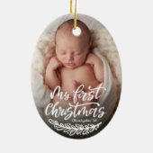 Baby's First Christmas Custom Foto Keramik Ornament (Hinten)