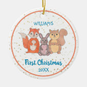Baby's First Christmas Custom Foto Niedliche Tiere Keramik Ornament (Vorne)
