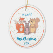Baby's First Christmas Custom Foto Niedliche Tiere Keramik Ornament (Links)