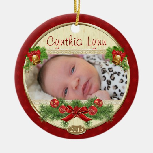Baby's First Christmas Custom Foto Ornament (Vorne)