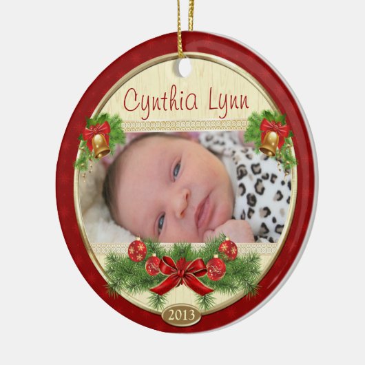 Baby's First Christmas Custom Foto Ornament (Links)