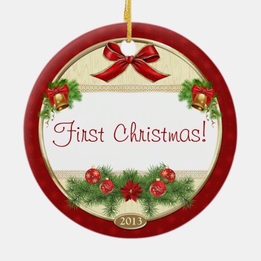 Baby's First Christmas Custom Foto Ornament (Hinten)