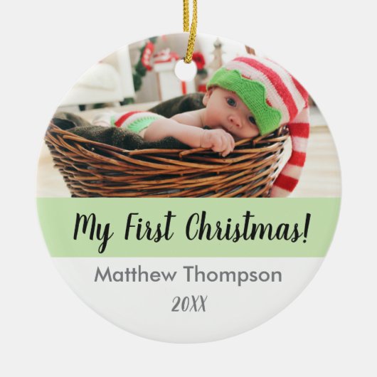 Baby's First Christmas, Custom Foto Ornament (Vorne)