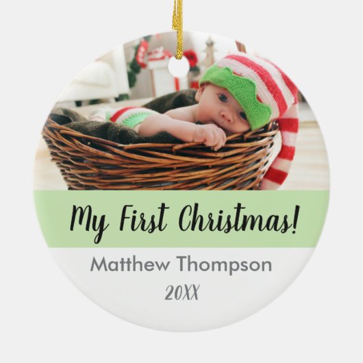 Baby's First Christmas, Custom Foto Ornament (Hinten)