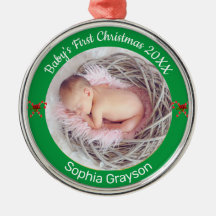 Baby's First Christmas Custom Foto Ornament