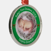 Baby's First Christmas Custom Foto Ornament Aus Metall (Rechts)