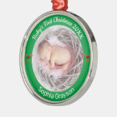 Baby's First Christmas Custom Foto Ornament Aus Metall (Links)