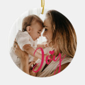 Baby's First Christmas Custom Foto pink Freudenher Keramik Ornament (Vorne)