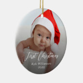 Baby's First Christmas Custom Foto Script Keramik Ornament (Rechts)