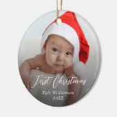 Baby's First Christmas Custom Foto Script Keramik Ornament (Links)