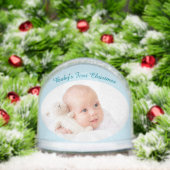 Baby's First Christmas Custom Fotos Light Blue Schneekugeln (Weihnachten)
