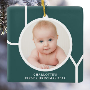 Baby's First Christmas Custom Keepake Foto Green Keramikornament