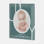 Baby's First Christmas Custom Keepake Foto Green Ornament Aus Glas (Vorderseite links)