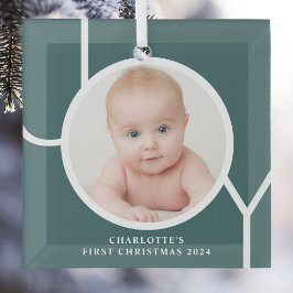 Baby's First Christmas Custom Keepake Foto Green Ornament Aus Glas
