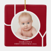 Baby's First Christmas Custom Keepake Foto Red Keramikornament (Rückseite)
