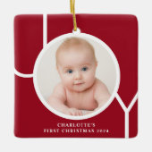 Baby's First Christmas Custom Keepake Foto Red Keramikornament (Vorderseite)