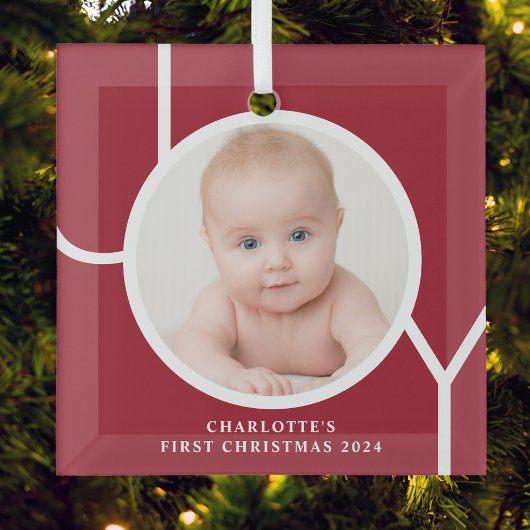 Baby's First Christmas Custom Keepake Foto Red Ornament Aus Glas