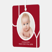 Baby's First Christmas Custom Keepake Foto Red Ornament Aus Metall (Vorderseite links)