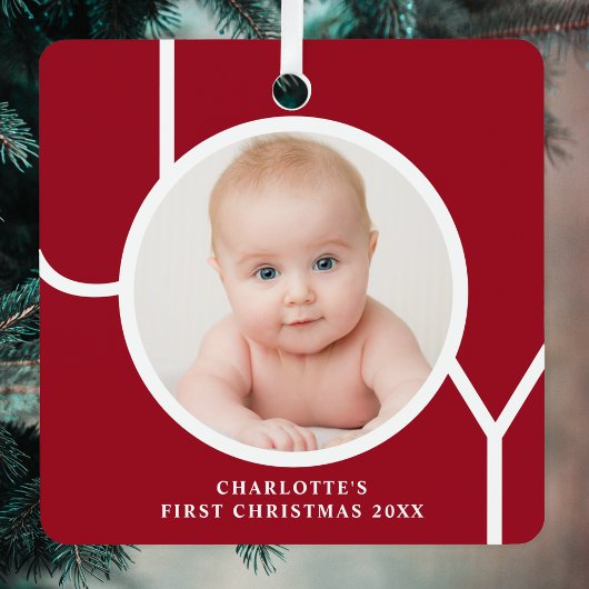 Baby's First Christmas Custom Keepake Foto Red Ornament Aus Metall