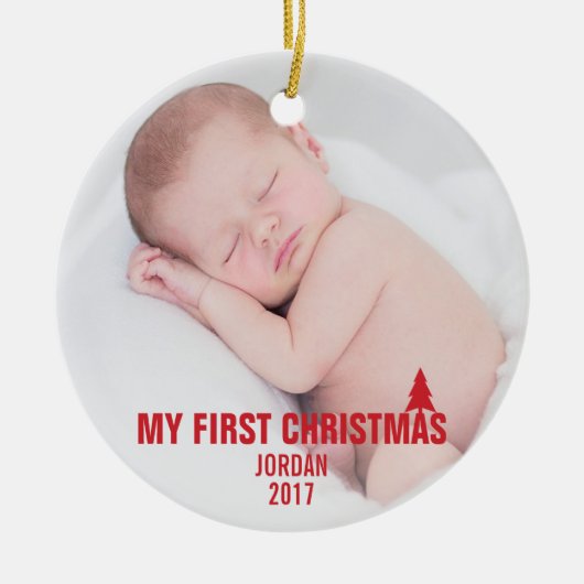 Baby's First Christmas Custom Keramik Ornament Red (Vorne)