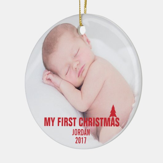 Baby's First Christmas Custom Keramik Ornament Red (Links)