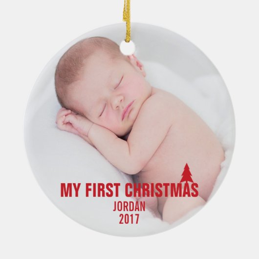 Baby's First Christmas Custom Keramik Ornament Red (Hinten)