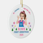 Baby's First Christmas Custom Name Keramik Ornament (Rechts)