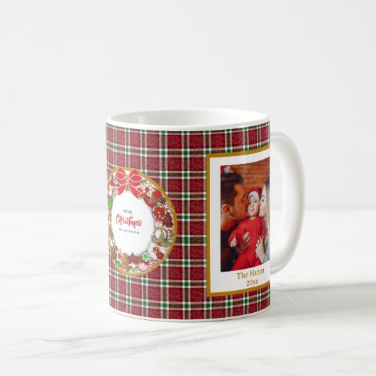Baby's First Christmas Custom Name Photo Keepsake Kaffeetasse (VorderseiteRechts)