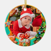 Baby's First Christmas Custom Name Photo Keepsake Keramik Ornament (Vorne)