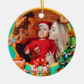 Baby's First Christmas Custom Name Photo Keepsake Keramik Ornament (Vorne)