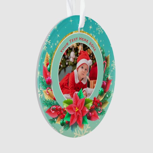 Baby's First Christmas Custom Name Photo Keepsake Ornament (Vorderseite)