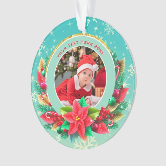 Baby's First Christmas Custom Name Photo Keepsake Ornament (Vorderseite)