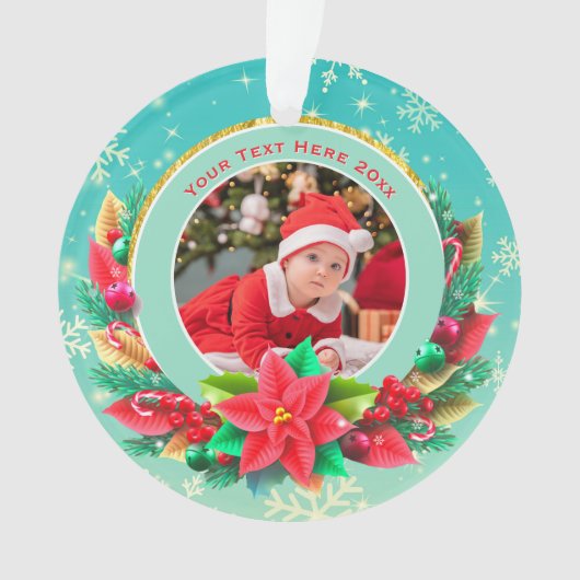 Baby's First Christmas Custom Name Photo Keepsake Ornament (Vorderseite)